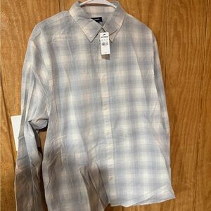 NEW WITH TAG | Express Corduroy Material Light Gray and White Checkered Shirt